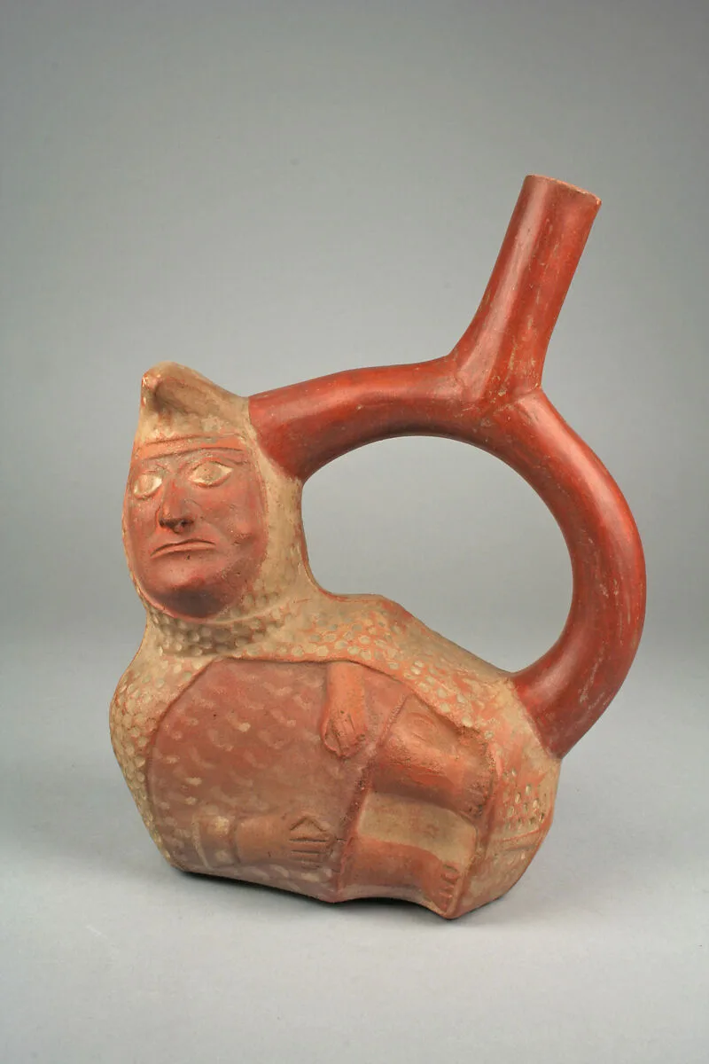 Stirrup Spout Bottle with Peanut Figure — Unknown