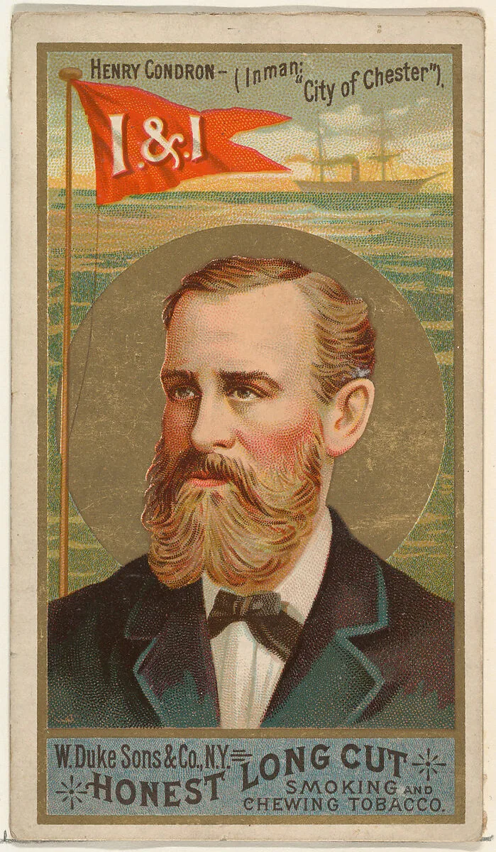 Henry Condron, from the Sea Captains series (N127) issued by Duke Sons & Co. to promote Honest Long Cut Tobacco — George S. Harris & Sons|W. Duke, Sons & Co.