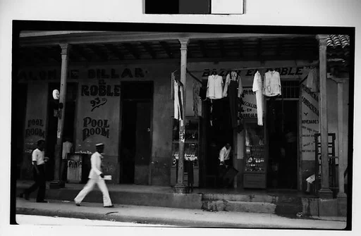 [Pool Room and Clothing Store Under Colonnade, Havana]