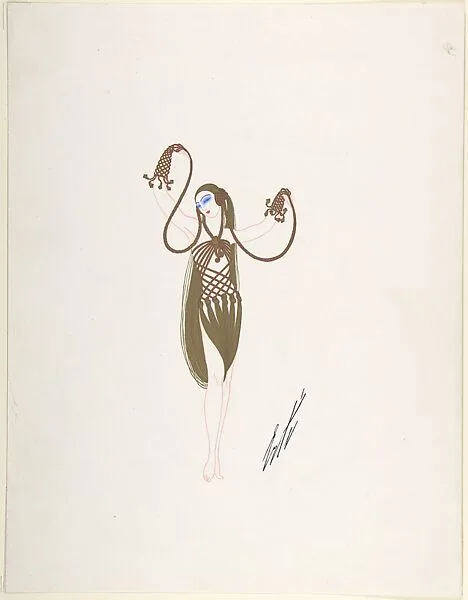 "Pepite d'Or" Costume Design of Braided Ropes of Gold Hair for "L'Or," Ziegfield Follies — Erté (Romain de Tirtoff)