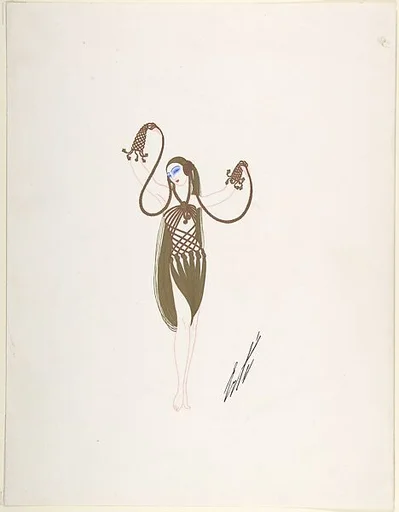 "Pepite d'Or" Costume Design of Braided Ropes of Gold Hair for "L'Or," Ziegfield Follies