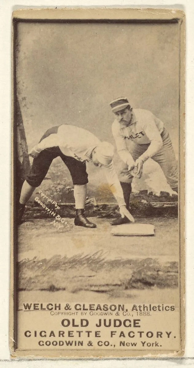 Welch and Gleason, Philadelphia Athletics, from the Old Judge series (N172) for Old Judge Cigarettes — Goodwin & Company