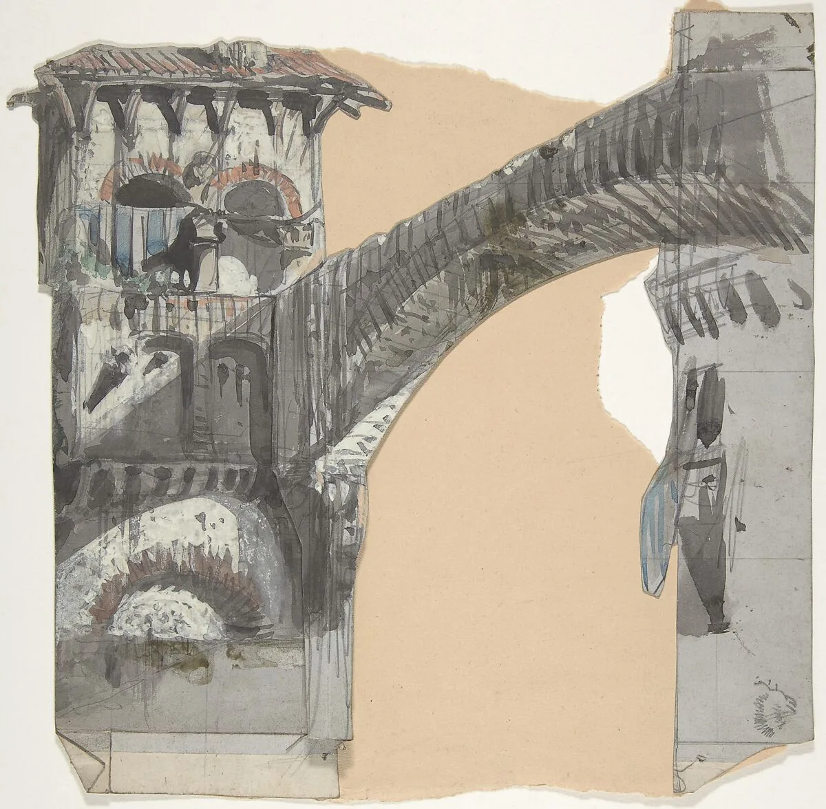 Design for a Stage Set at the Opéra, Paris — Eugène Cicéri