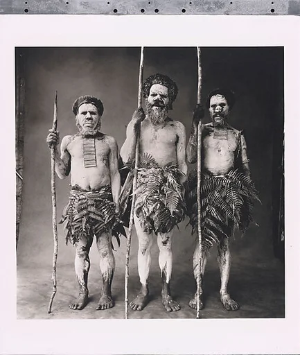 Three New Guinea Men Painted White