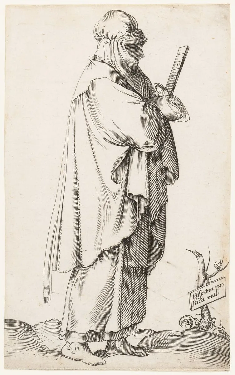 Costume Plate: Hispana Rustica mul. (with cloth and fan) — Enea Vico