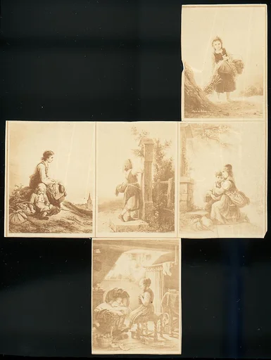 [Uncut sheet of reproductions of paintings of children]