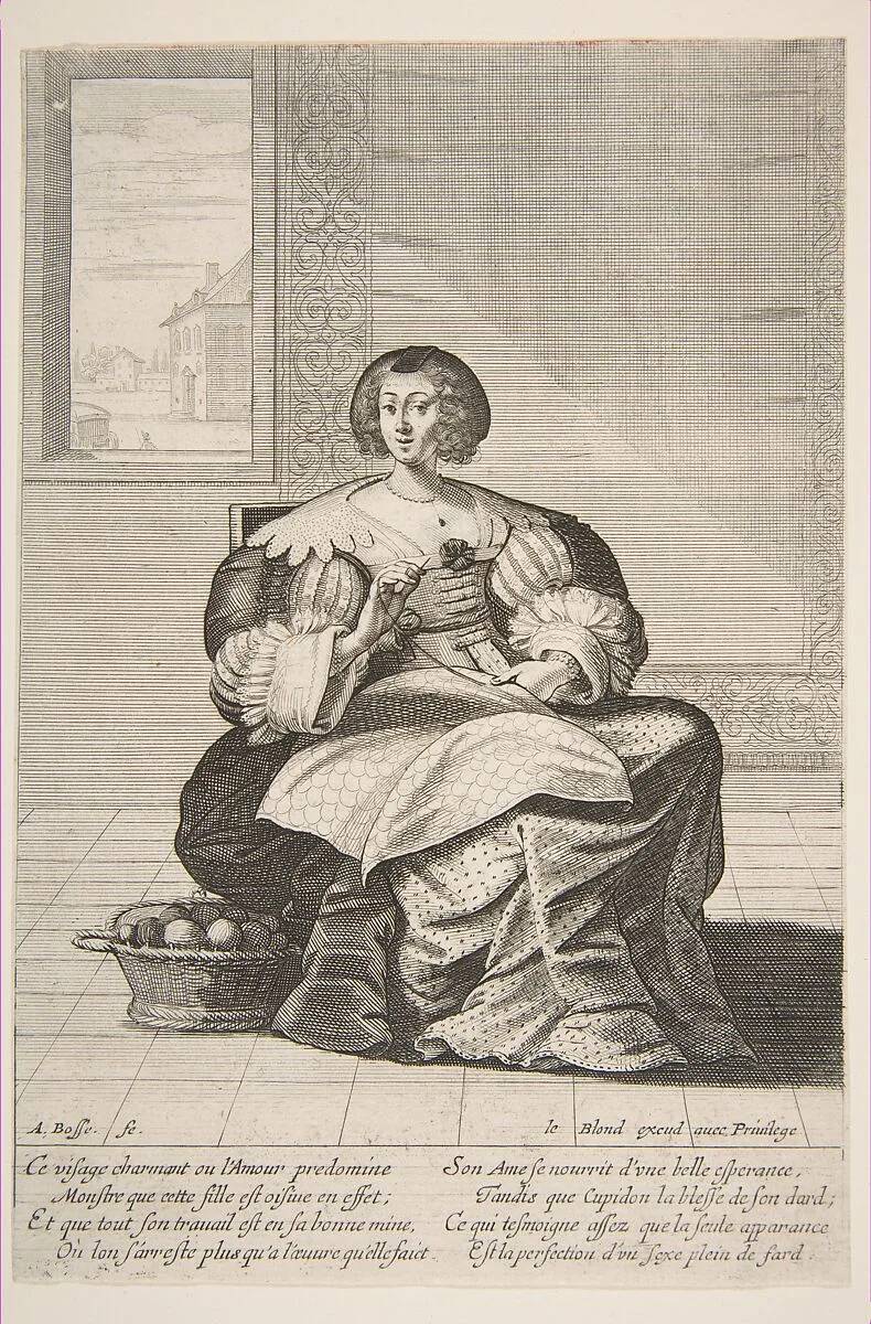 Seated Woman Working on a Tapestry — Abraham Bosse|Jean I Leblond