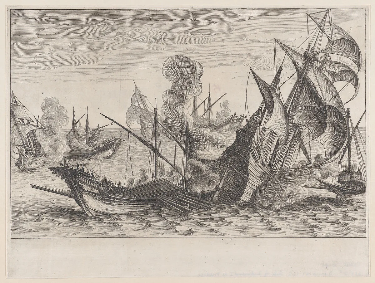 2e Combat Naval (Second Naval Battle), from La Vie de Ferdinand Ier de Médicis série appelée aussi Les Batailles des Médicis (The Life of Ferdinand I de'Medici also called The Medici Battles) — Jacques Callot|Matteo Rosselli
