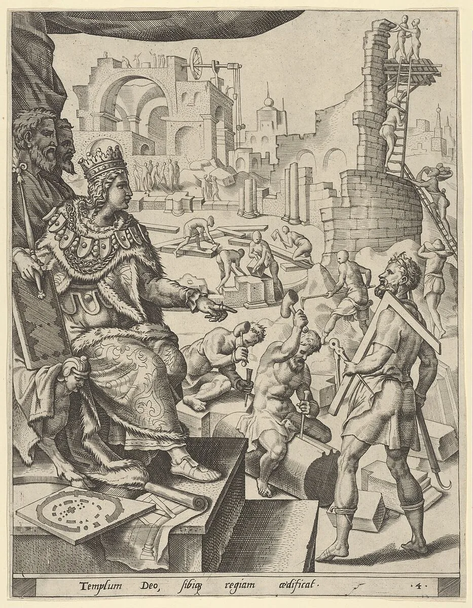 Solomon Building the Temple, from The Story of Solomon — Maarten van Heemskerck