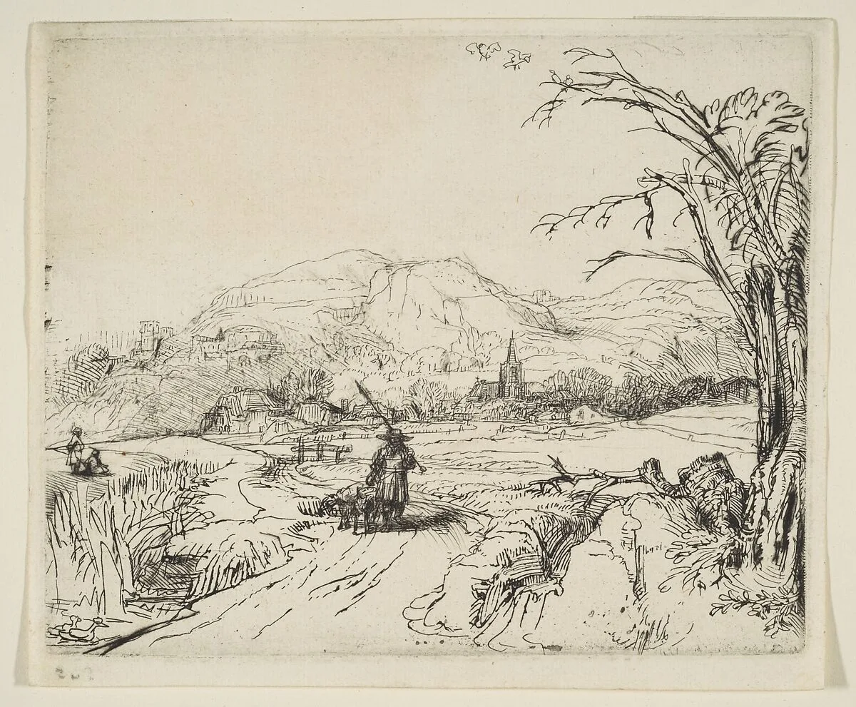 Landscape with a shepherd and a dog — Rembrandt (Rembrandt van Rijn)