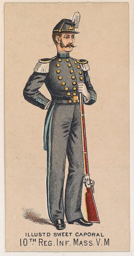 10th Regiment, Infantry, Massachusetts, V.M., from the Military Series (N224) issued by Kinney Tobacco Company to promote Sweet Caporal Cigarettes — Kinney Brothers Tobacco Company