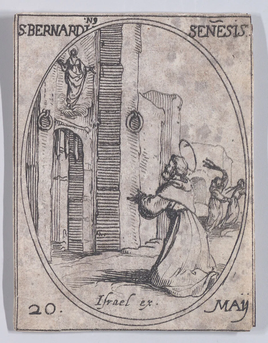 S. Bernadin, de Sienne (St. Bernardine of Siena), May 20th, from "Les Images De Tous Les Saincts et Saintes de L'Année" (Images of All of the Saints and Religious Events of the Year) — Jacques Callot|Israël Henriet
