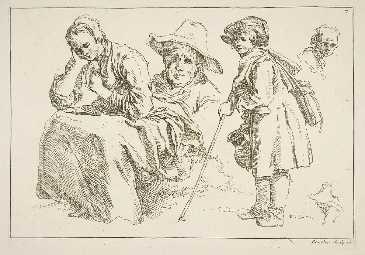 Sheet of Sketches — François Boucher|Abraham Bloemaert