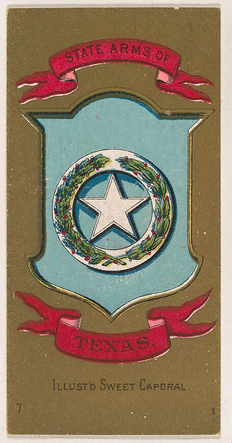 State Arms of Texas, from the Military Series (N224) issued by Kinney Tobacco Company to promote Sweet Caporal Cigarettes — Kinney Brothers Tobacco Company