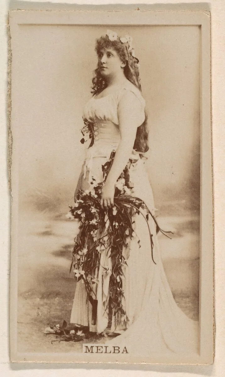 Miss Melba, from the Actresses series (N245) issued by Kinney Brothers to promote Sweet Caporal Cigarettes — Kinney Brothers Tobacco Company