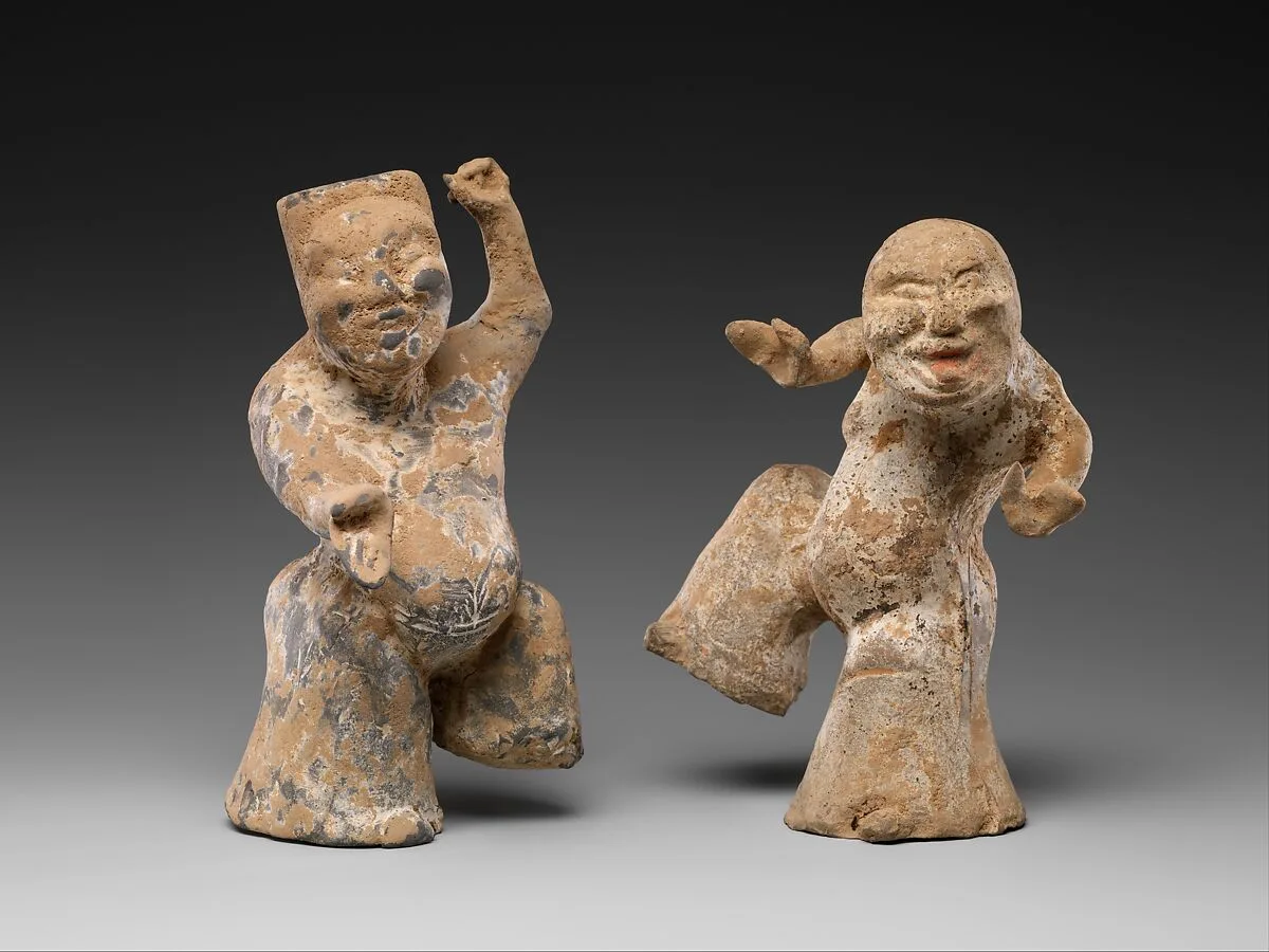 東漢 彩繪陶舞俑 (兩件)|Rustic Dancers — Unknown
