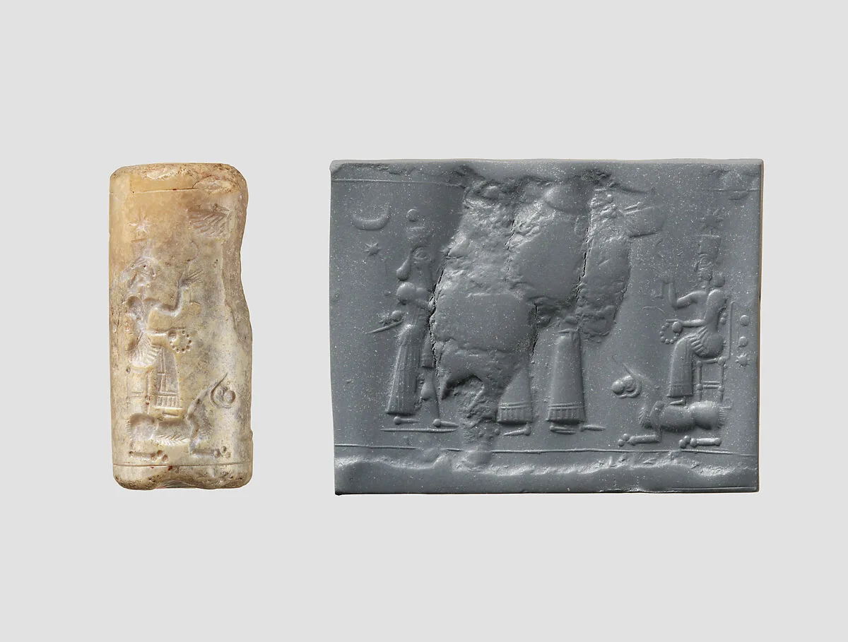 Cylinder seal with cultic scene — Unknown