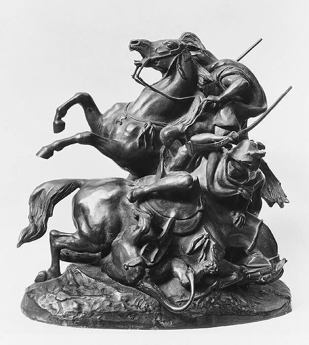 Two Mounted Arabs Killling a Lion — Antoine-Louis Barye
