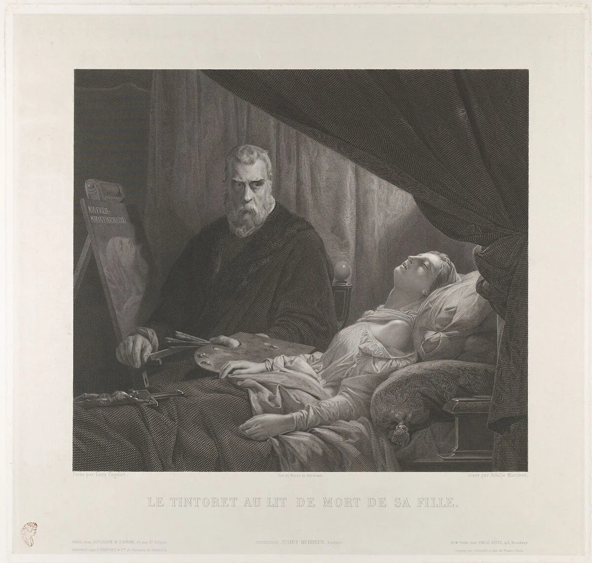 Tintoretto at His Daughter's Deathbed — Achille Martinet|Léon Cogniet|Jacopo Tintoretto (Jacopo Robusti)