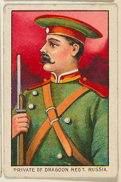Private of Dragoon Regiment, Russia, from the Military series (T79) issued by the American Tobacco Company — American Tobacco Company