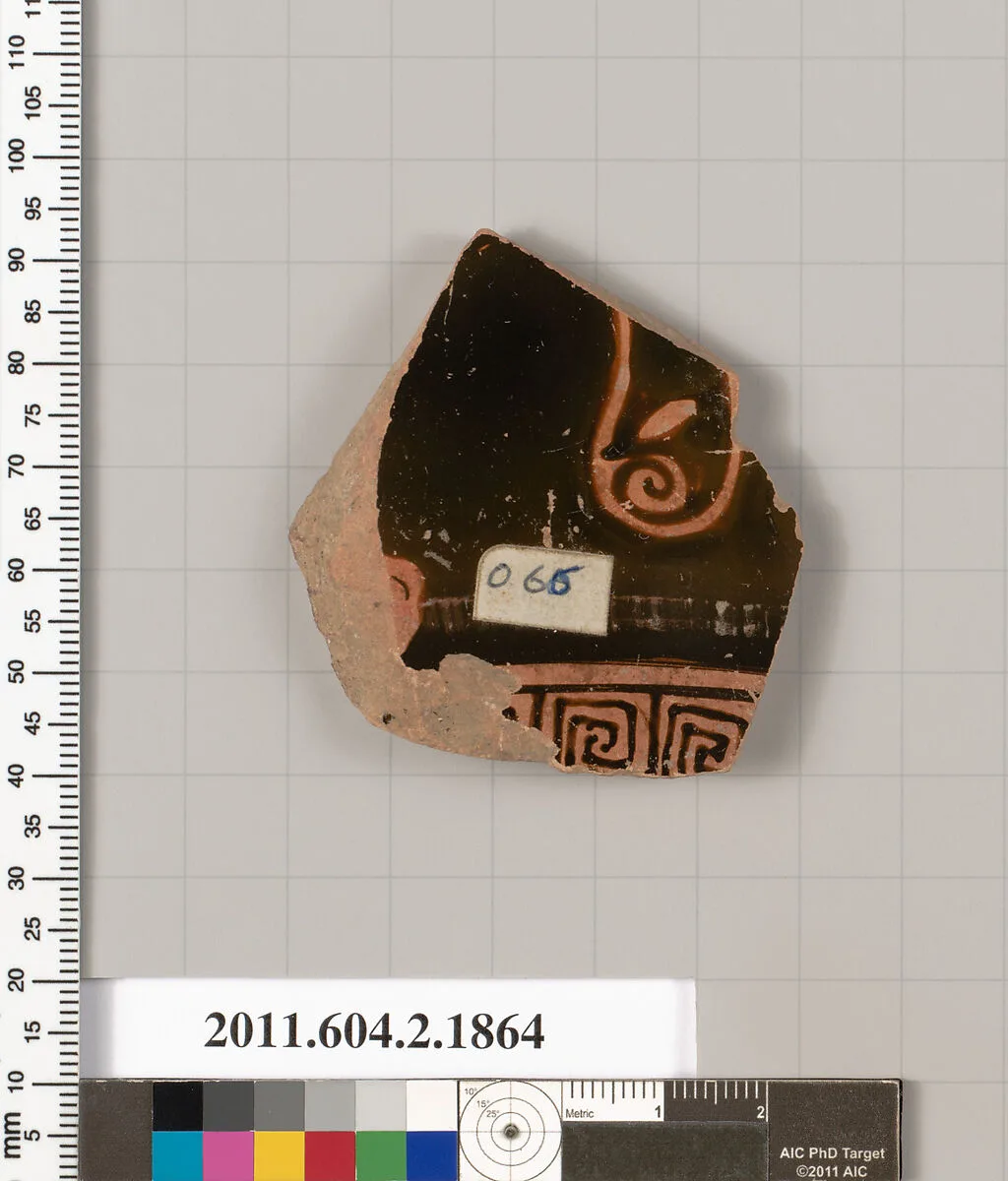 Terracotta fragment of a skyphos (deep drinking cup) — Penthesilea Painter