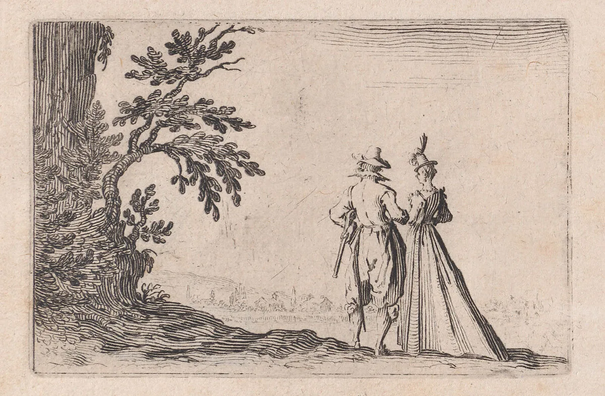 La Promenade (The Walk), from Les Caprices Series B, The Nancy Set — Jacques Callot|Lorenzo de' Medici
