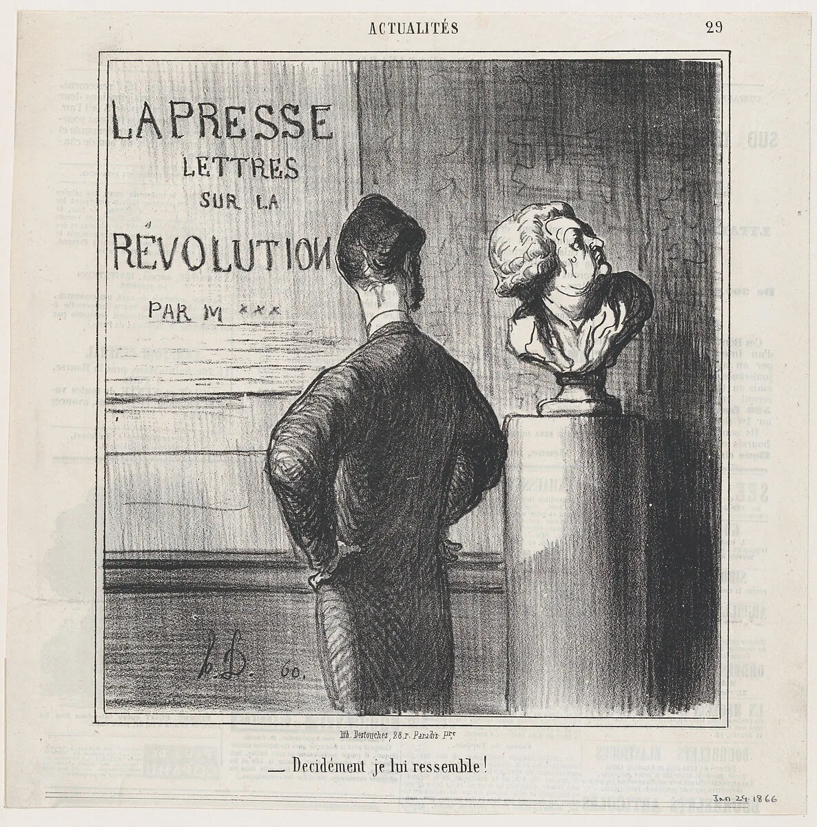 Obviously I resemble him!, from 'News of the day,' published in Le Charivari, January 29, 1866 — Honoré Daumier|Destouches