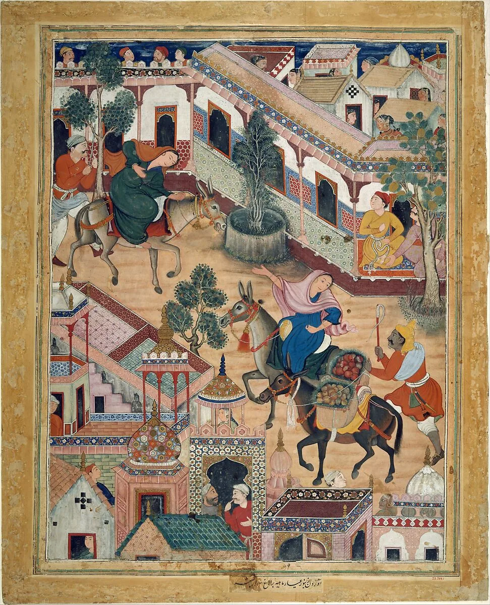 "The Spy Zambur Brings Mahiya to the City of Tawariq", Folio from a Hamzanama (Book of Hamza) — Kesav Das|Mah Muhammad