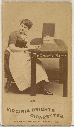 Card 40, from the series, Cigarette Making Girls (N46) for Virginia Brights Cigarettes