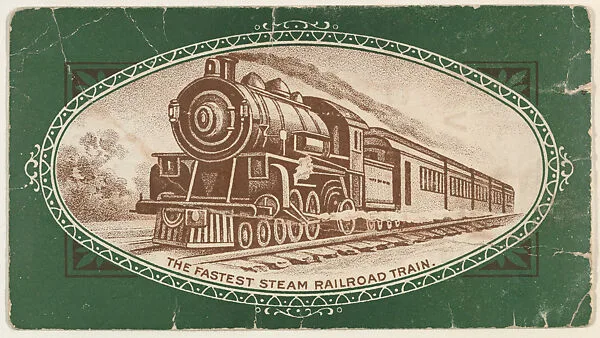 The Fastest Steam Railroad Train, from Speed Champions series (T228), issued by Mendel's Cigarros and DePew Cigarros. — Edward D. DePew & Company|Mendel & Company