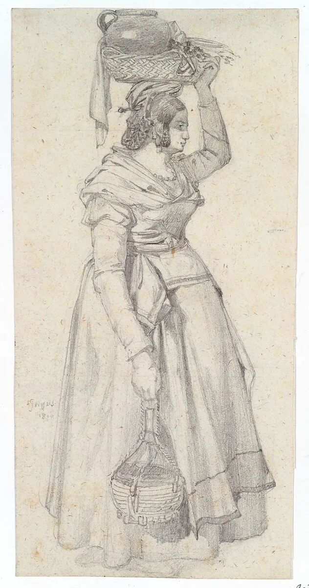 Italian Peasant Woman with Basket on her Head — Northern European