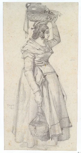 Italian Peasant Woman with Basket on her Head