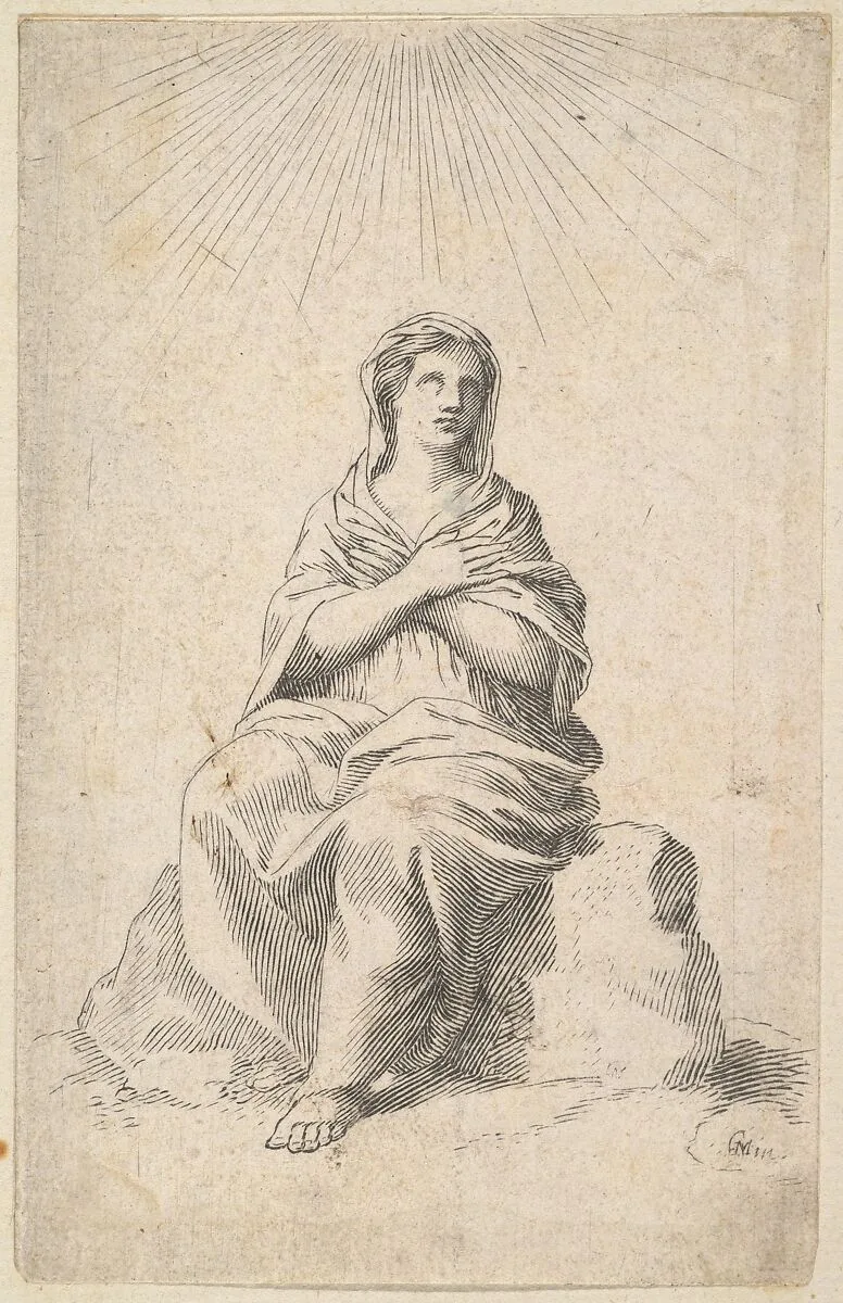 Seated Woman, Arms Crossed in Prayer — Claude Mellan