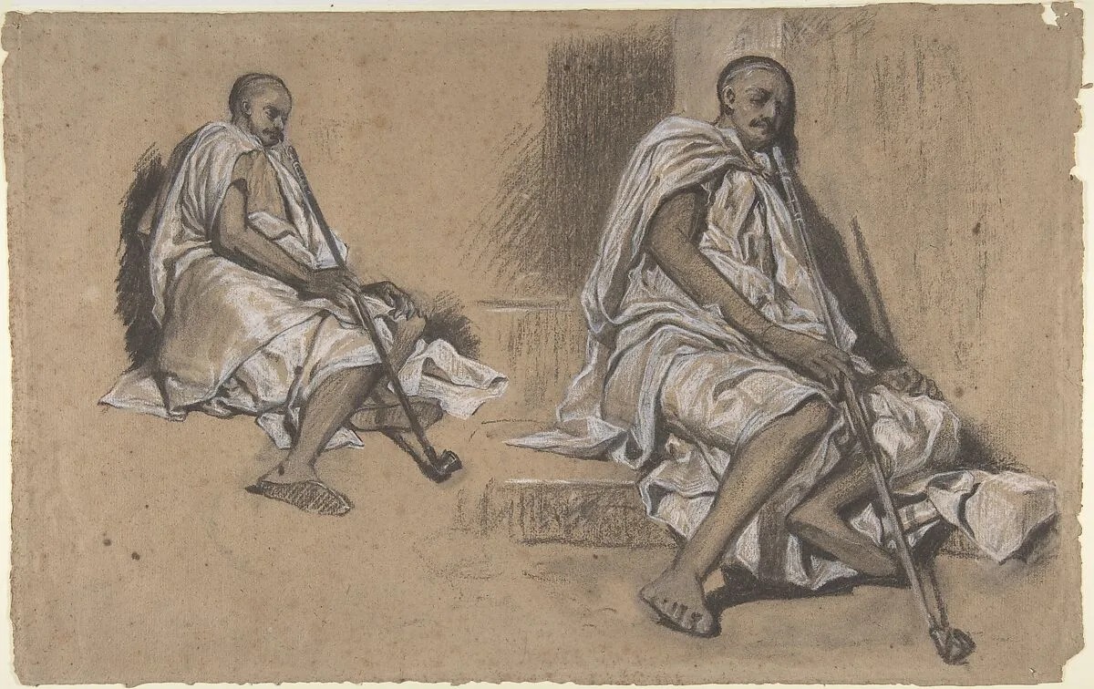 Two Studies of a Seated Arab with a Pipe — Alexandre-Gabriel Decamps