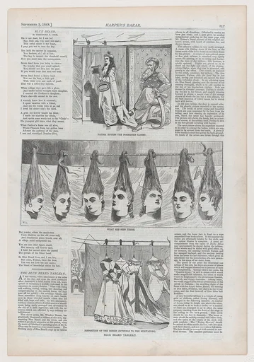 Blue Beard Tableau: Fatima Enters the Forbidden Court; What She Sees There; Disposition of the Bodies (Invisible to the Spectators) (from "Harper's Bazar," Vol. I)