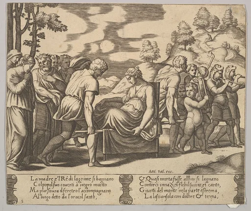 Plate 5: Psyche carried on a litter to a mountain, from "The Fable of Psyche"