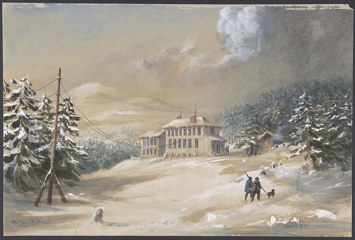 Trinity Bay, Newfoundland, Exterior View of the Telegraph House in 1857-1858 — Robert Charles Dudley