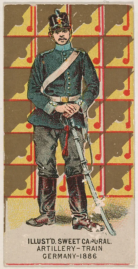 Artillery, Train, Germany, 1886, from the Military Series (N224) issued by Kinney Tobacco Company to promote Sweet Caporal Cigarettes — Kinney Brothers Tobacco Company