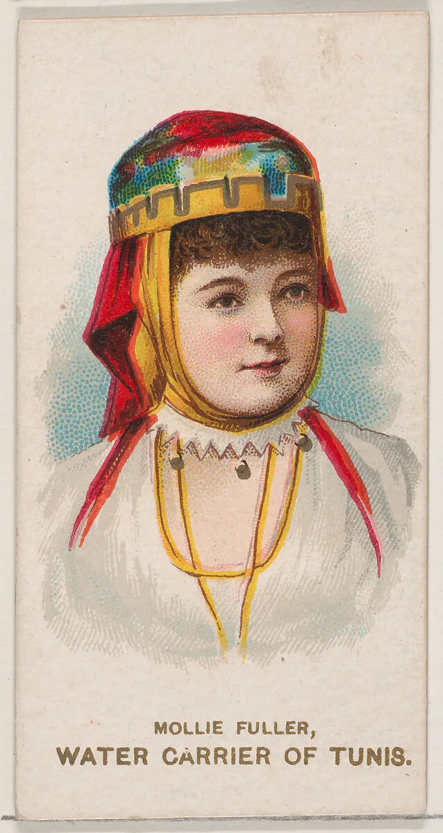 Mollie Fuller as a Water Carrier of Tunis, from the set Actors and Actresses, Second Series (N71) for Duke brand cigarettes — W. Duke, Sons & Co.|Knapp & Company