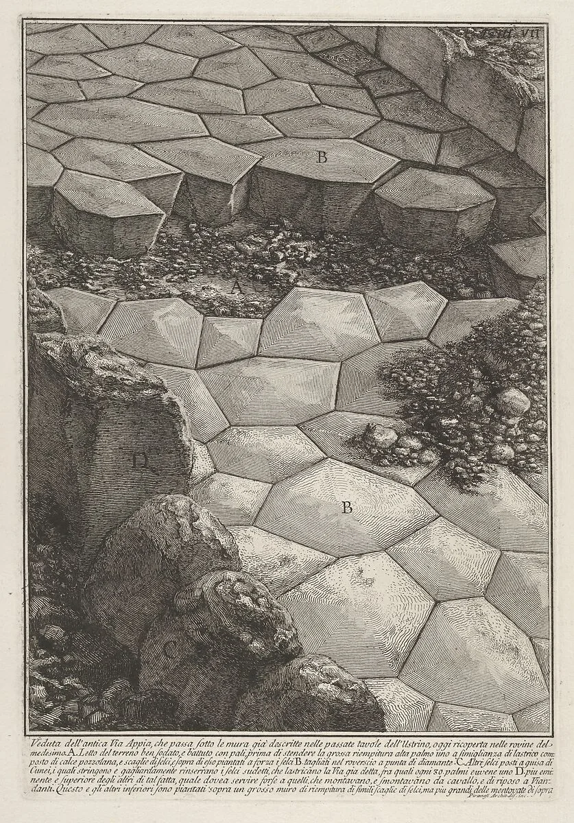 View of the stone pavement of the Appian Way (Veduta dell'antica Via Appia), from the series 'Le Antichità Romane' — Giovanni Battista Piranesi