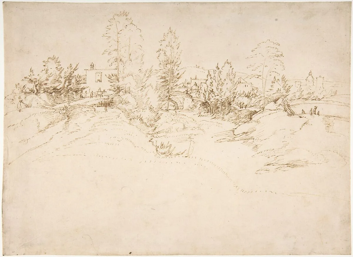 Landscape (Wooded Approach to a Town) — Fra Bartolomeo (Bartolomeo di Paolo del Fattorino)