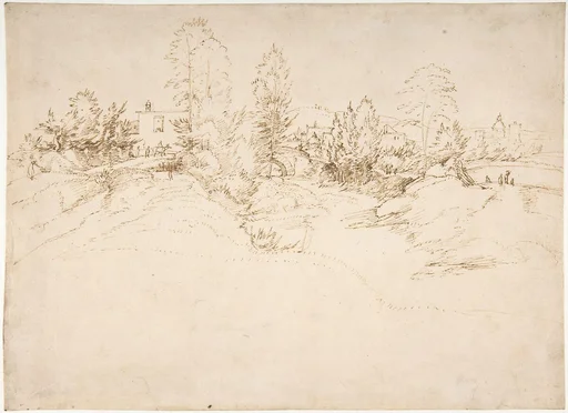Landscape (Wooded Approach to a Town)