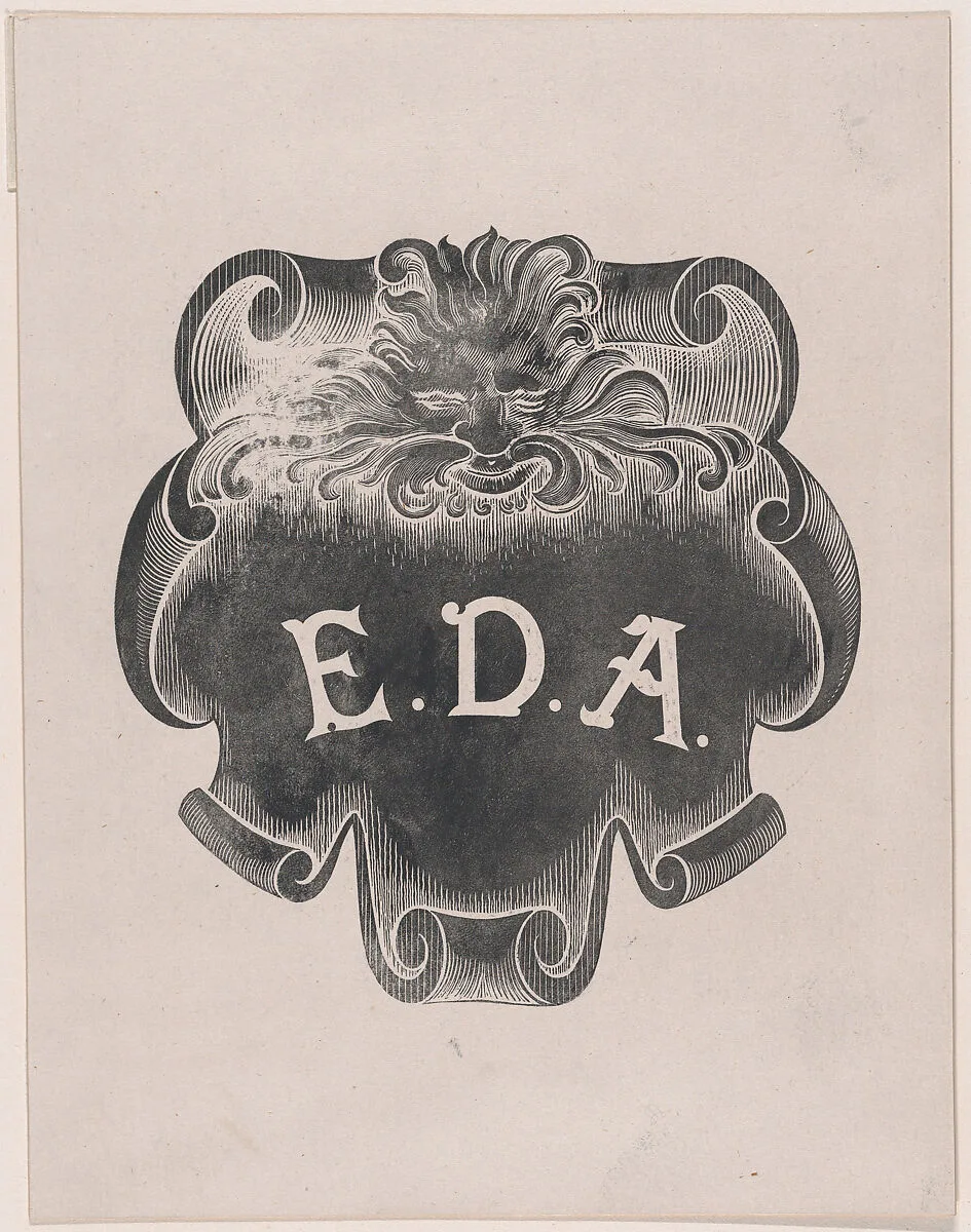 Counterproof of an impression from a name plate for Edward D. Adams — Alphonse Legros