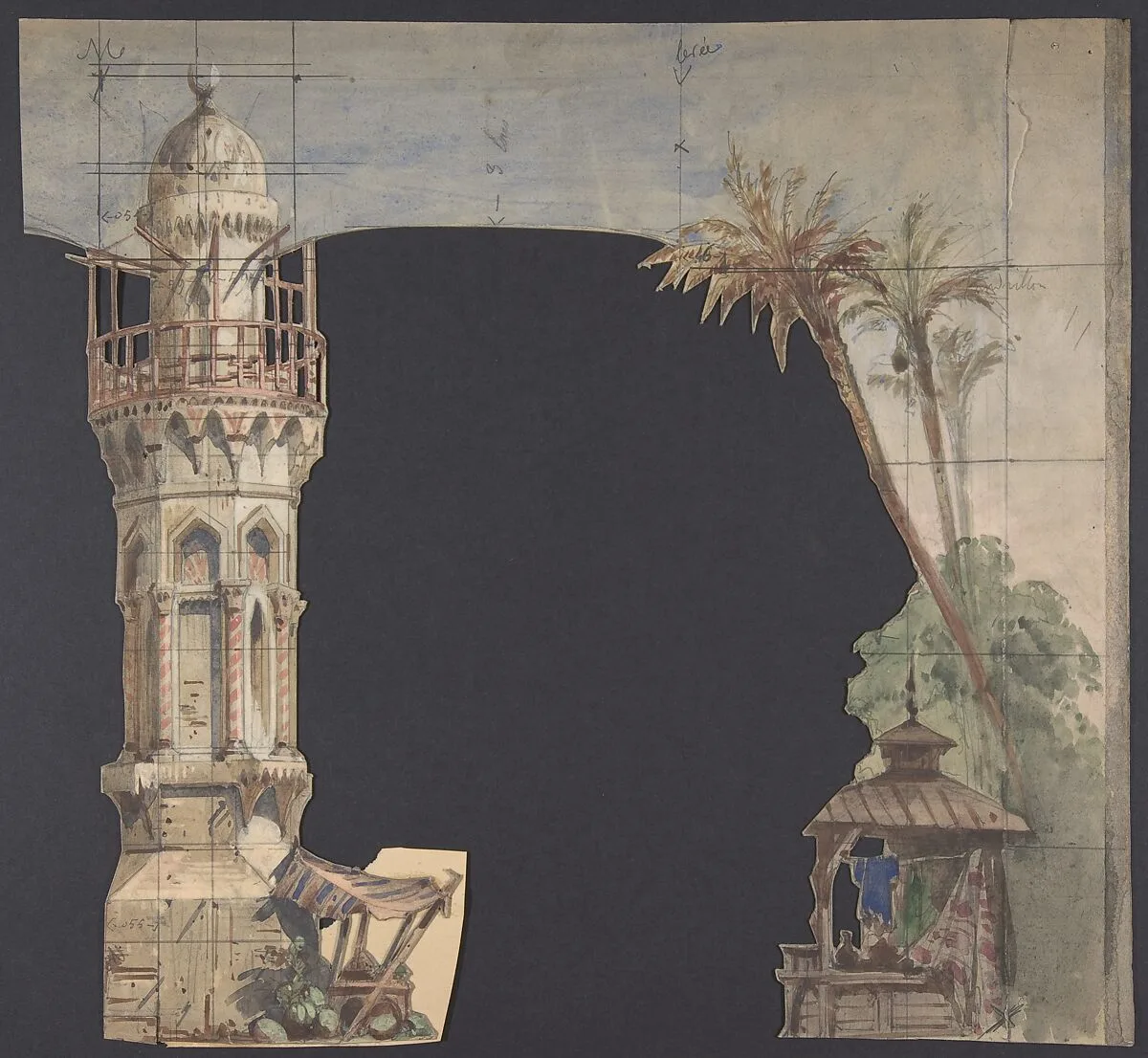 Design for a Stage Set at the Opéra, Paris — Eugène Cicéri
