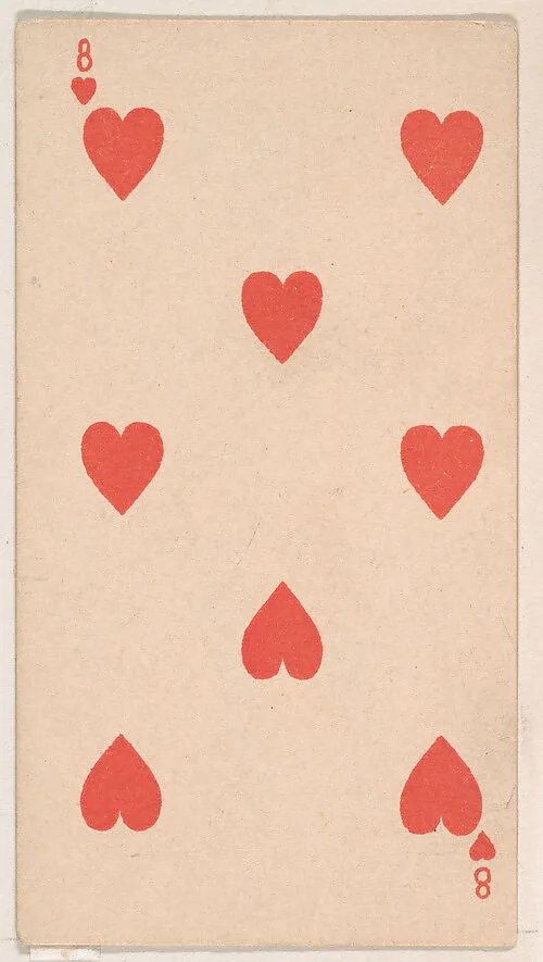 Eight of Hearts, from the Transparent Playing Cards series (N220) issued by Kinney Bros. — Kinney Brothers Tobacco Company