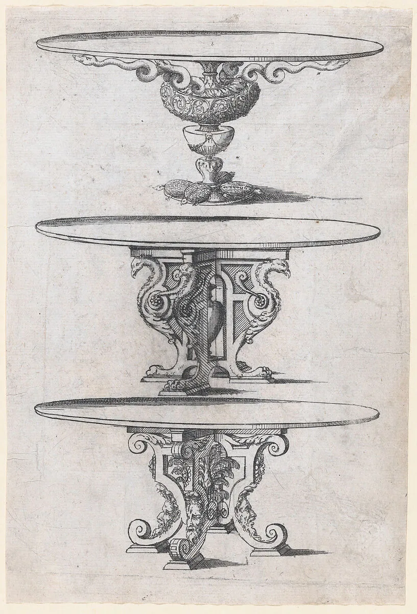 Three Round Table Designs — Jacques Androuet Du Cerceau
