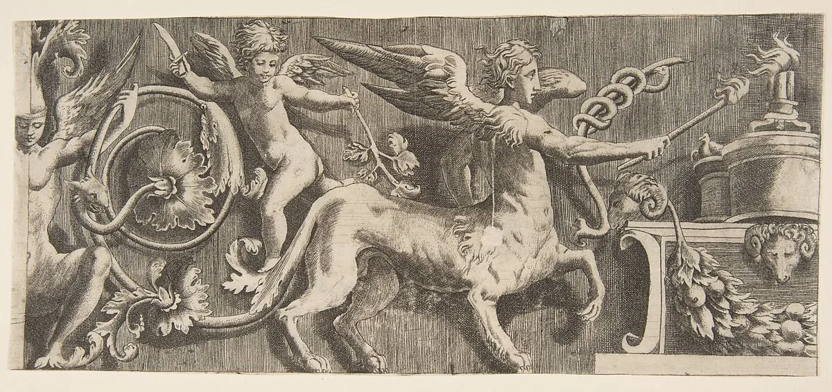 Ornament frieze with winged Centaur — Parmigianino (Girolamo Francesco Maria Mazzola)|Giulio Bonasone