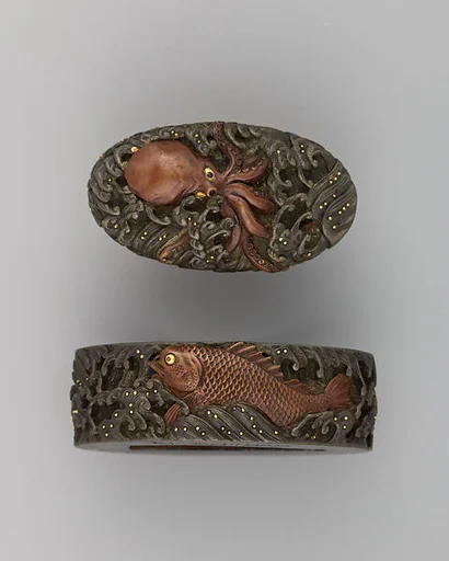 Sword-Hilt Collar and Pommel (Fuchigashira)