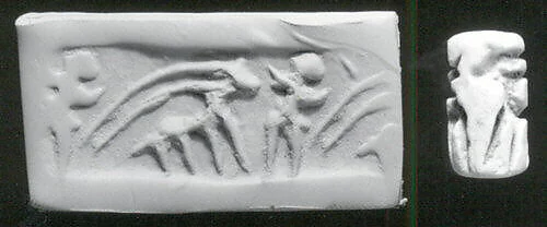 Cylinder seal with two-figure contest scene