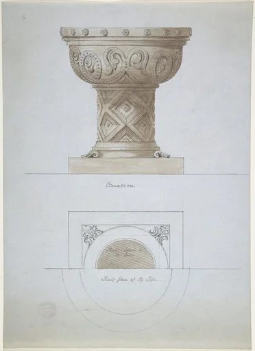 Romanesque Style Font and Plan